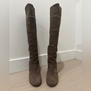 Coach Tan Taupe Trudie Patchwork Tall Knee High Suede Boots size 8B